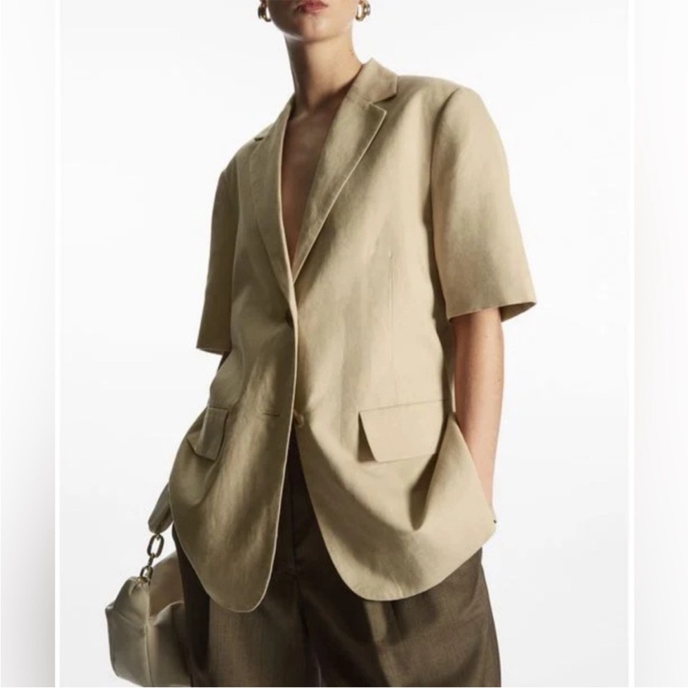 COS SHORT-SLEEVED LINEN-BLEND BLAZER